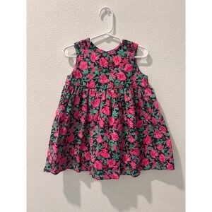 Vintage Laura Ashley Mother & Child Floral Dress Pink Green 12-18 Months